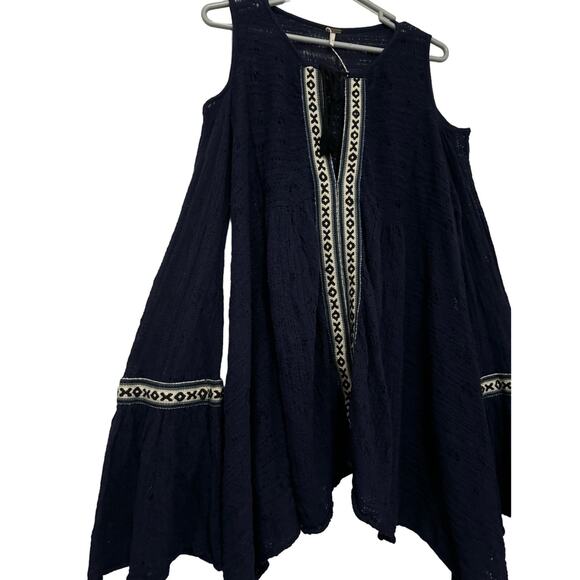 Free People Love Flowers Tunic Dress Small Asymmetrical Boho Lagenlook Crochet - Picture 2 of 15